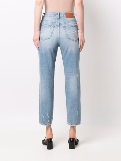 Shop Philipp Plein Cropped Boyfriend Jeans In Blau