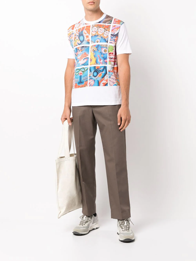 Shop Junya Watanabe Graphic-print Cotton T-shirt In Weiss