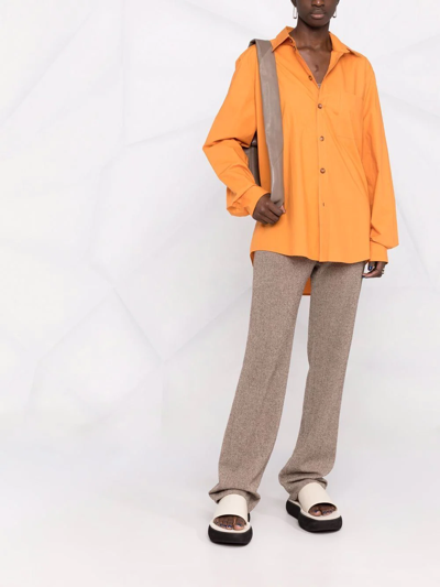 Shop Nanushka Long-sleeve Button-fastening Shirt In Orange