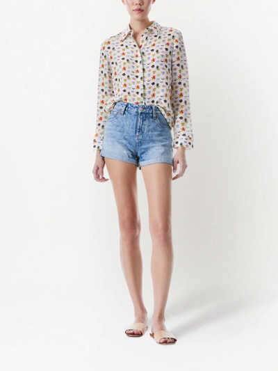 Shop Alice And Olivia Willa Tea Party-print Silk Shirt In Weiss