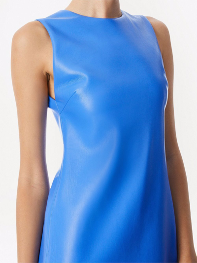 Shop Alice And Olivia Coley Vegan Leather Mini Dress In Blau
