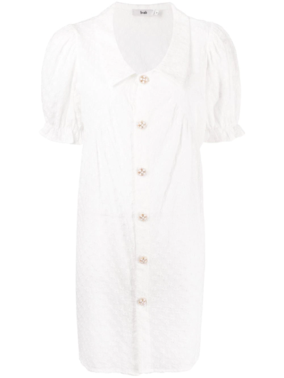 Shop B+ab Floral Embroidered Smock Dress In Weiss