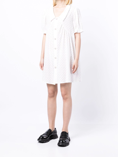 Shop B+ab Floral Embroidered Smock Dress In Weiss