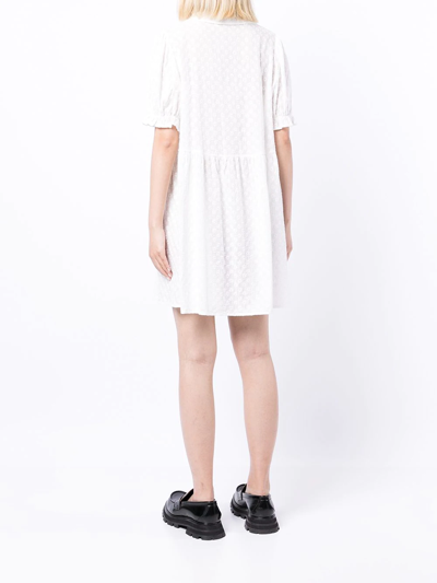 Shop B+ab Floral Embroidered Smock Dress In Weiss