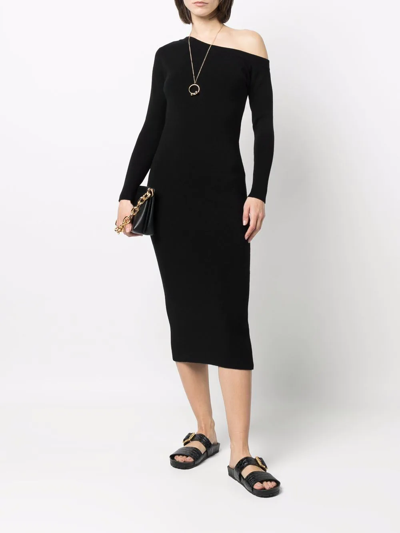 Shop Paula Asymmetric Cashmere Dress In Black