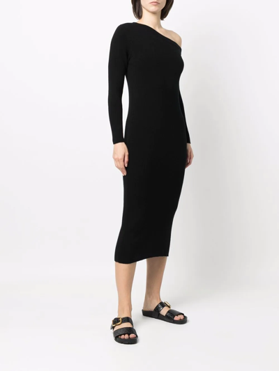 Shop Paula Asymmetric Cashmere Dress In Black