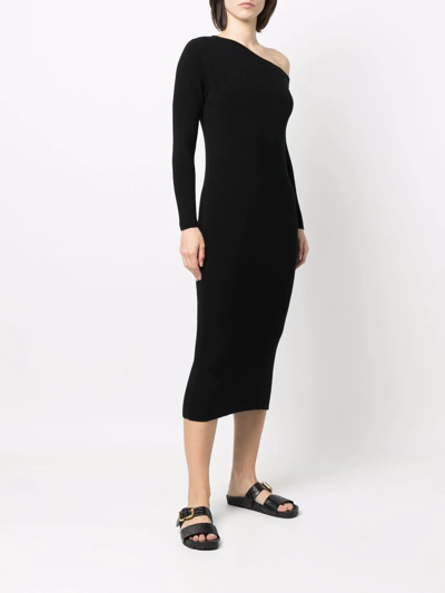 Paula Asymmetric Cashmere Dress In Black