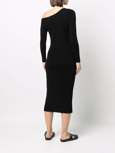 Shop Paula Asymmetric Cashmere Dress In Black