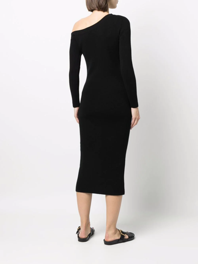Paula Asymmetric Cashmere Dress In Black
