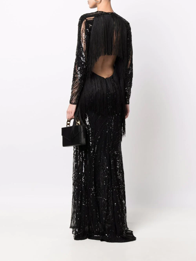 Shop Elie Saab Long Bead-embellished Gown In Schwarz