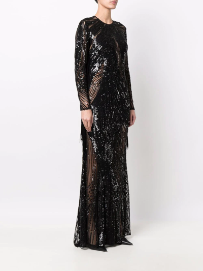 Shop Elie Saab Long Bead-embellished Gown In Schwarz