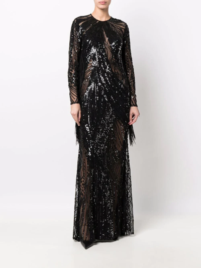 Shop Elie Saab Long Bead-embellished Gown In Schwarz