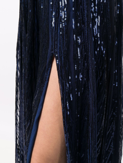 Shop Elie Saab Long Embroidered-design Gown In Blau