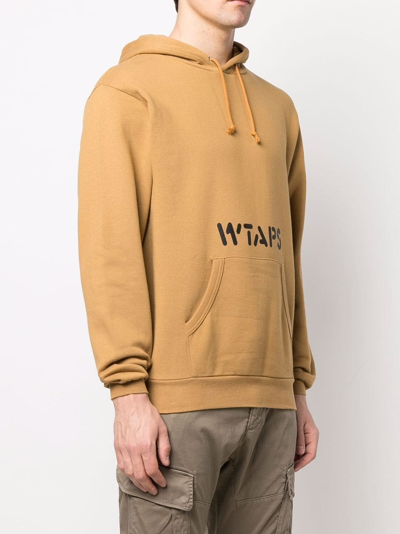Shop Wtaps Logo-printed Hoodie In Yellow