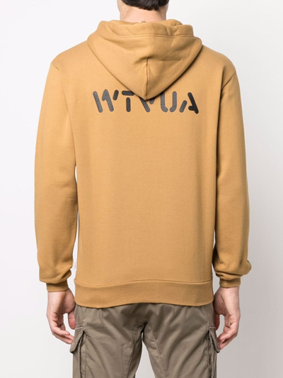 Shop Wtaps Logo-printed Hoodie In Yellow