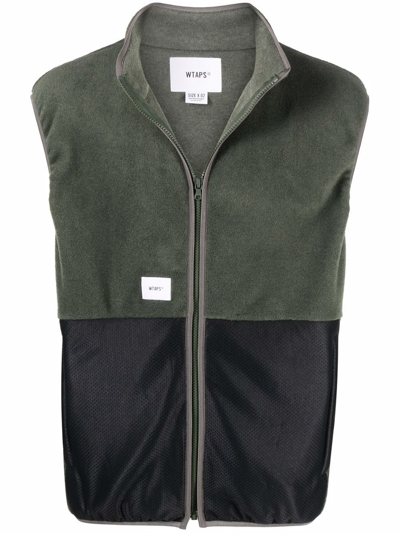 Shop Wtaps Logo-patch Two-tone Gilet In Green