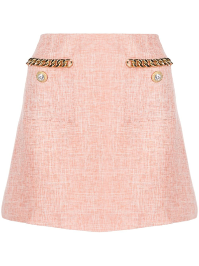 Shop Alice Mccall Chain Link-detail Tweed Skirt In Rosa