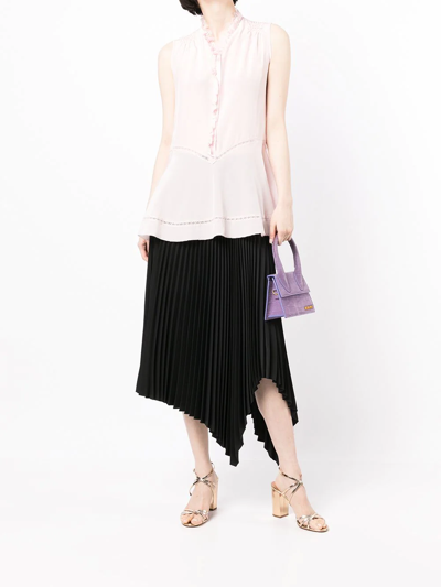 Shop Shiatzy Chen Silk Ruffle-detail Sleeveless Blouse In Pink
