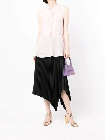 Shiatzy Chen Silk Ruffle-detail Sleeveless Blouse In Pink