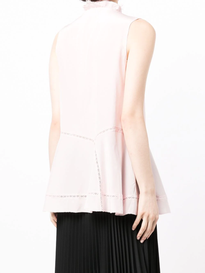 Shop Shiatzy Chen Silk Ruffle-detail Sleeveless Blouse In Pink