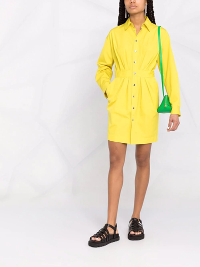 Shop Dsquared2 Fitted Waistline Buttoned Shirt Dress In Gelb