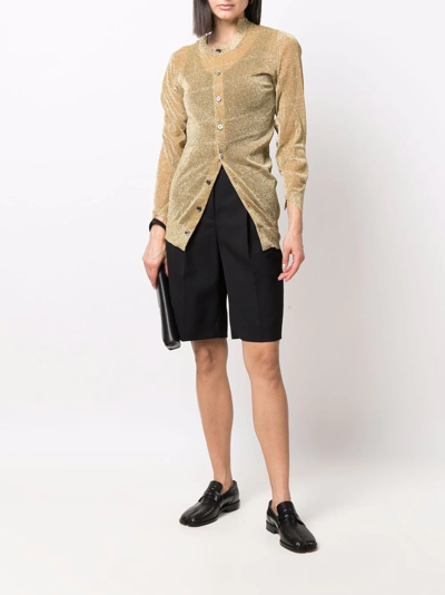 Shop Junya Watanabe Metallic-effect Button-up Cardigan In Gelb