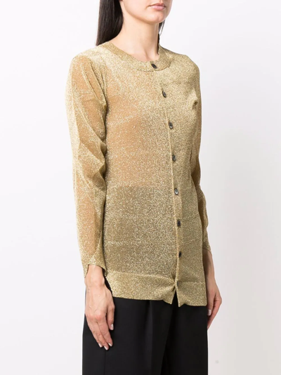 Shop Junya Watanabe Metallic-effect Button-up Cardigan In Gelb