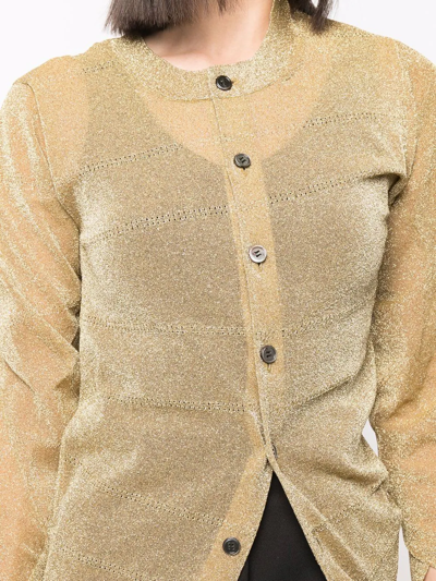 Shop Junya Watanabe Metallic-effect Button-up Cardigan In Gelb