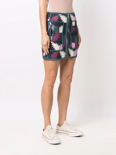 Shop Isabel Marant Étoile Patterned Zip-up Mini Skirt In Schwarz