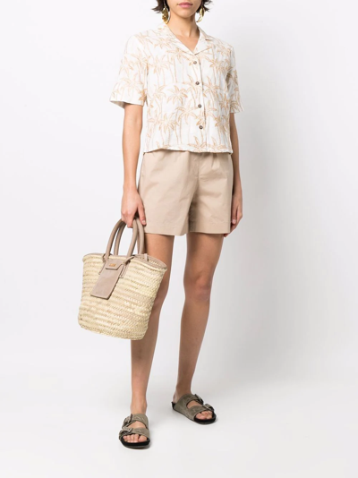 Shop Woolrich Paperbag Cotton Shorts In Nude