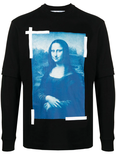 Shop Off-white Monalisa Print Long-sleeve T-shirt In Black