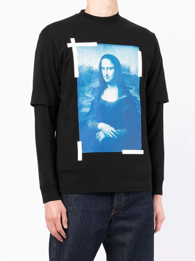 Off-white Mona Lisa Graphic Layered Long-sleeve Shirt In Black