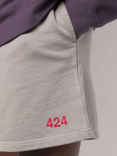 Shop 424 Logo-embroidered Track Shorts In Grau