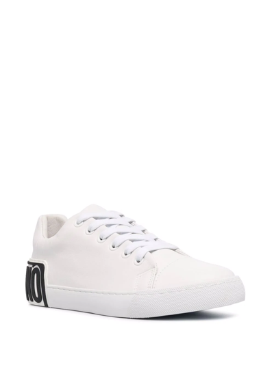 Shop Moschino Logo Low-top Sneakers In Weiss