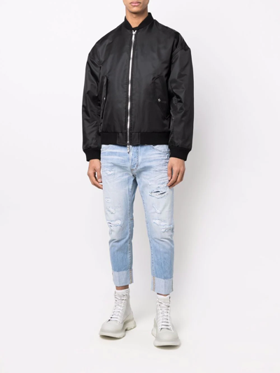 Dsquared2 Black Polyamide Eviction Bomber Jacket In Schwarz