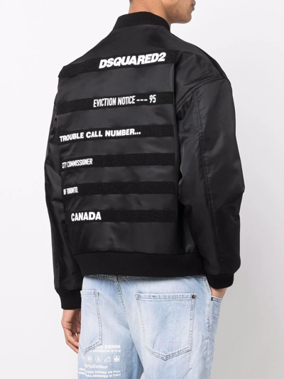 Dsquared2 Black Polyamide Eviction Bomber Jacket In Schwarz