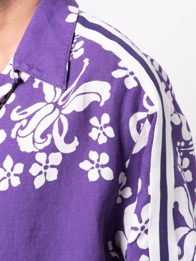 Shop Just Don Hawaiian-print Linen Shirt In Purple