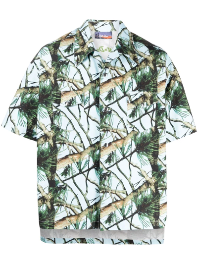 Shop Just Don Tree-branch Print Shirt In Blau