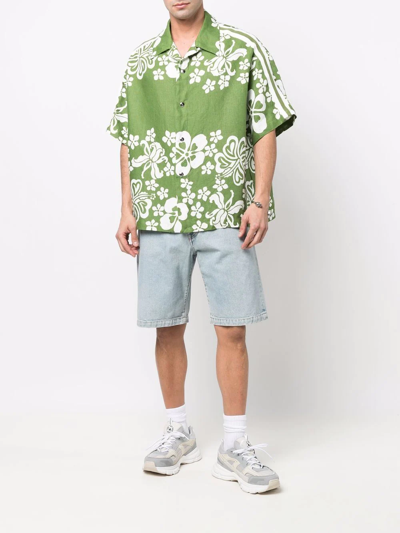 Shop Just Don Hawaiian-print Linen Shirt In Green