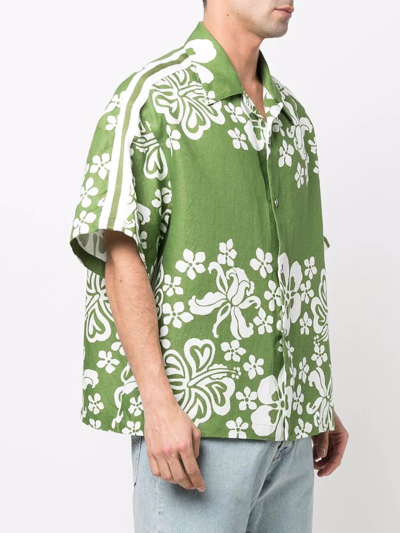 Shop Just Don Hawaiian-print Linen Shirt In Green