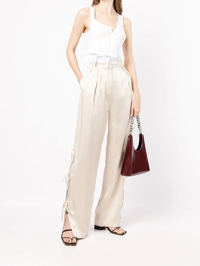 Shop Act N°1 High-rise Tie-leg Satin Trousers In Skin Tones