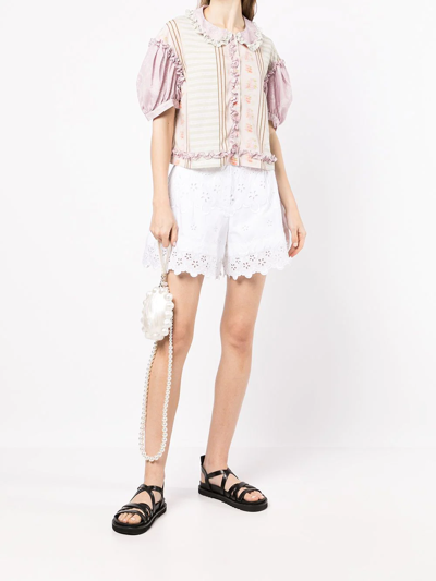 Shop Simone Rocha High-rise Broderie Anglaise Shorts In Weiss