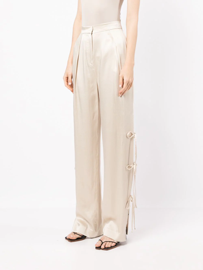 Shop Act N°1 High-rise Tie-leg Satin Trousers In Skin Tones