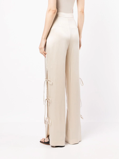 Shop Act N°1 High-rise Tie-leg Satin Trousers In Skin Tones