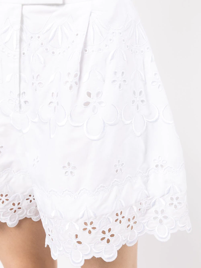 Shop Simone Rocha High-rise Broderie Anglaise Shorts In Weiss
