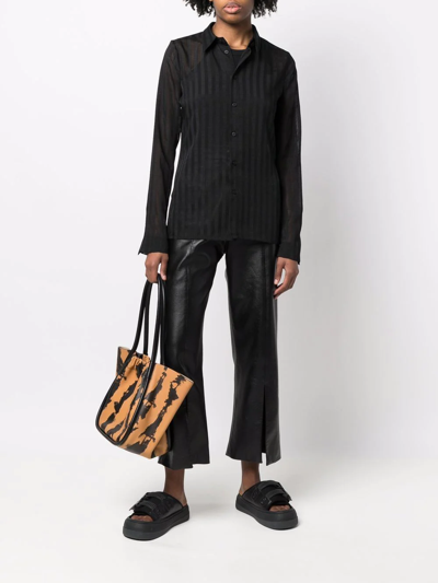 Shop Sapio Striped Long-sleeve Shirt In Black