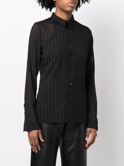 Shop Sapio Striped Long-sleeve Shirt In Black