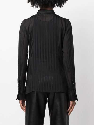 Shop Sapio Striped Long-sleeve Shirt In Black