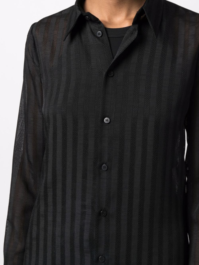 Shop Sapio Striped Long-sleeve Shirt In Black