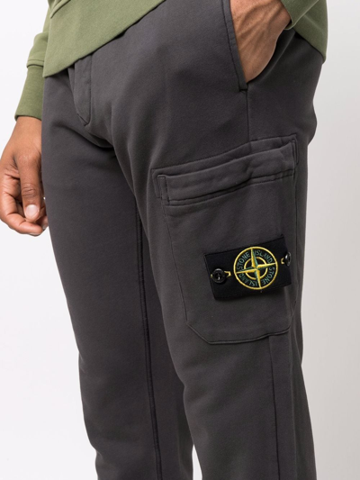 Shop Stone Island Compass Logo-patch Track Pants In Grau